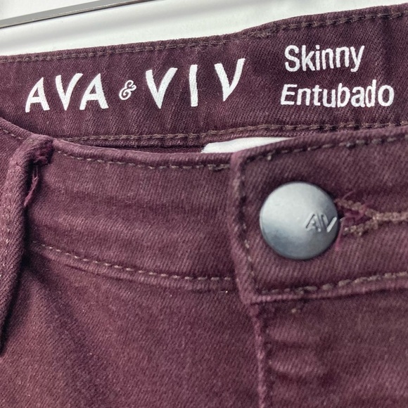 Ava & Viv Women's Deep Burgundy Straight Leg Jeans - Picture 7 of 10